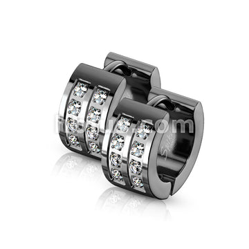 316L Surgical Steel Pair of 8 CNC Set Clear CZ Stainless Steel Hinge... - Image 4