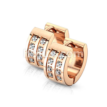 316L Surgical Steel Pair of 8 CNC Set Clear CZ Stainless Steel Hinge... - Image 5