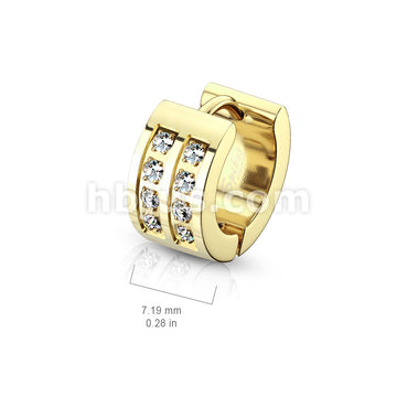 316L Surgical Steel Pair of 8 CNC Set Clear CZ Stainless Steel Hinge... - Image 7