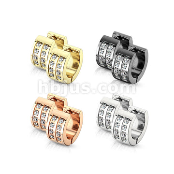 316L Surgical Steel Pair of 8 CNC Set Clear CZ Stainless Steel Hinge... - Image 8