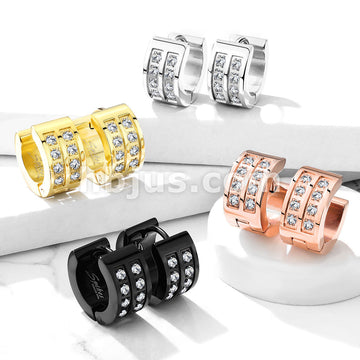 316L Surgical Steel Pair of 8 CNC Set Clear CZ Stainless Steel Hinge...