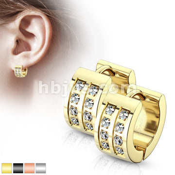 316L Surgical Steel Pair of 8 CNC Set Clear CZ Stainless Steel Hinge... - Image 2