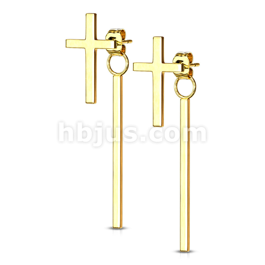 316L Surgical Steel Pair of Cross 316L Stainless Steel Stud Earrings... - Image 3