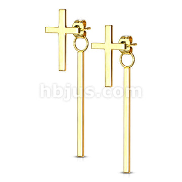 316L Surgical Steel Pair of Cross 316L Stainless Steel Stud Earrings... - Image 3
