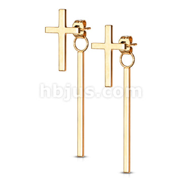 316L Surgical Steel Pair of Cross 316L Stainless Steel Stud Earrings... - Image 4