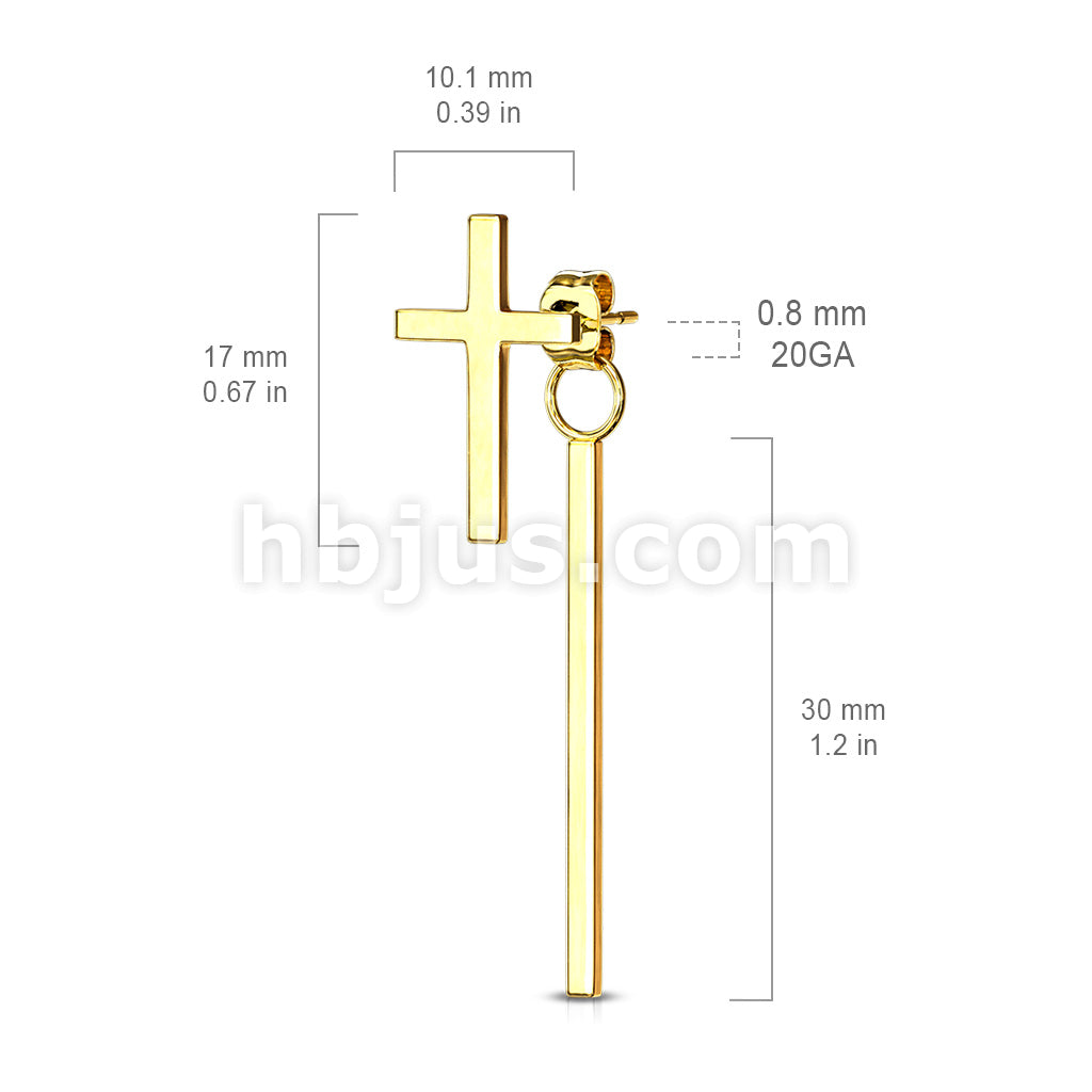 316L Surgical Steel Pair of Cross 316L Stainless Steel Stud Earrings... - Image 6