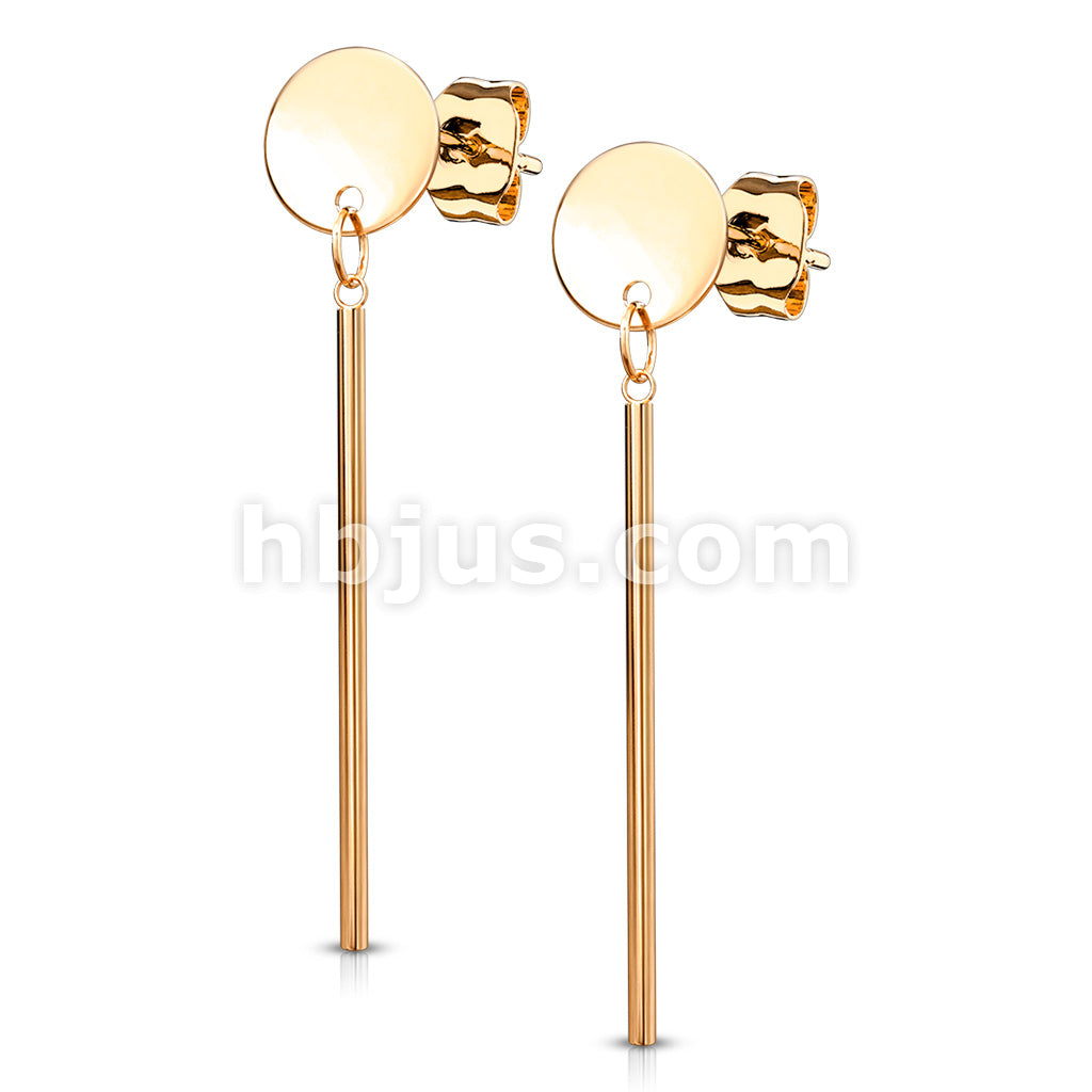 316L Surgical Steel Pair of Round Plate with Dangling Bar 316L... - Image 4