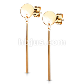 316L Surgical Steel Pair of Round Plate with Dangling Bar 316L... - Image 4