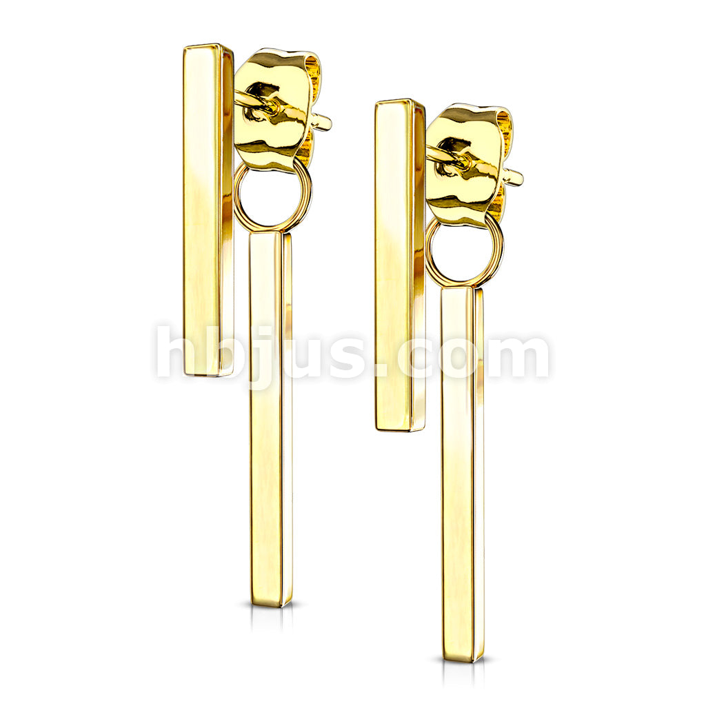 316L Surgical Steel Pair of Long Bar 316L Stainless Steel Stud Earrings... - Image 3