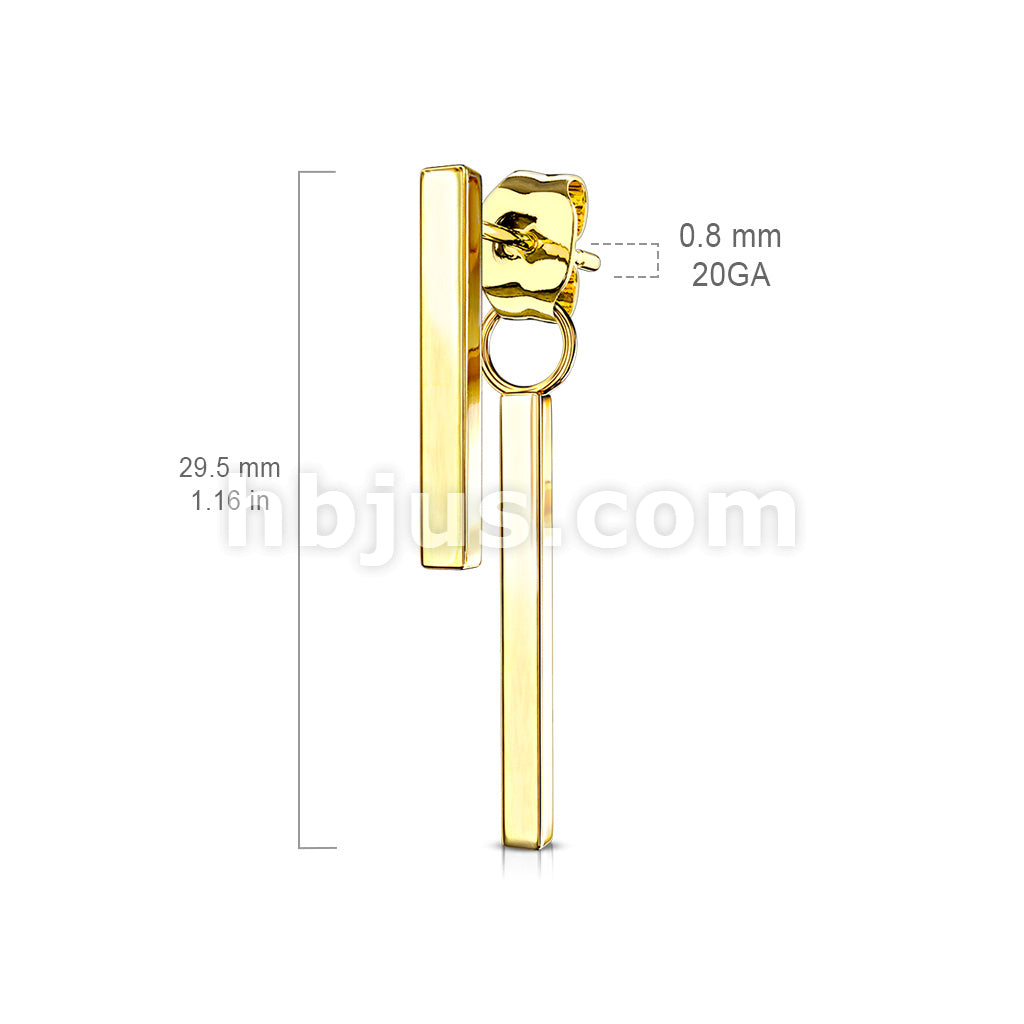 316L Surgical Steel Pair of Long Bar 316L Stainless Steel Stud Earrings... - Image 6