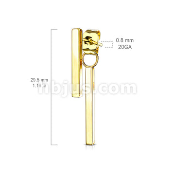 316L Surgical Steel Pair of Long Bar 316L Stainless Steel Stud Earrings... - Image 6