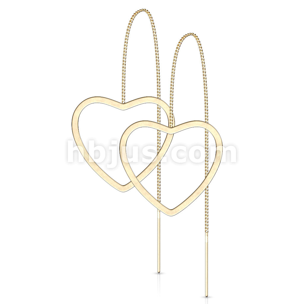 Pair of Free Falling Chain with Open Heart and Bar 316L Stainless Steel... - Image 3