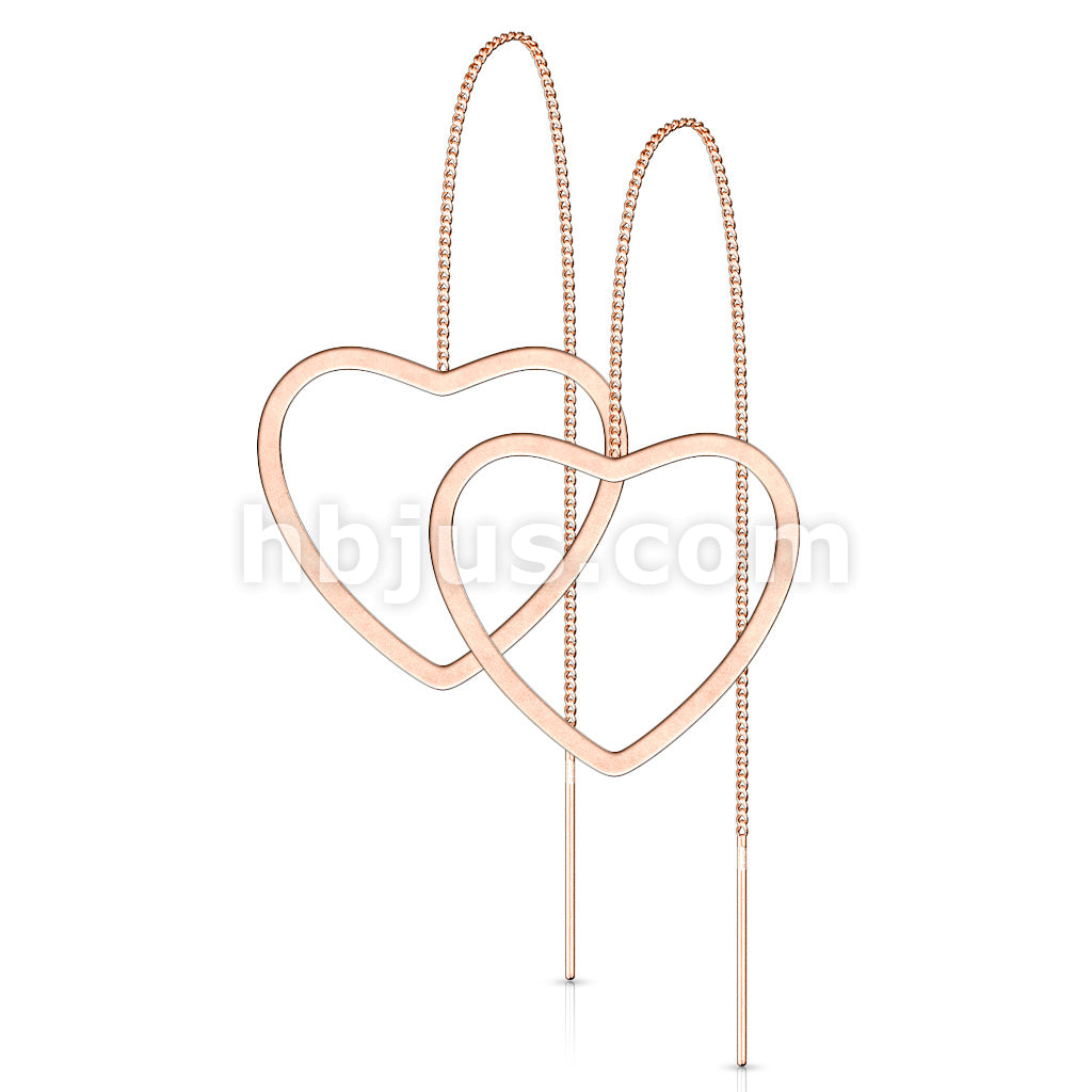 Pair of Free Falling Chain with Open Heart and Bar 316L Stainless Steel... - Image 4