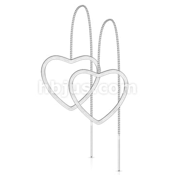 Pair of Free Falling Chain with Open Heart and Bar 316L Stainless Steel... - Image 5