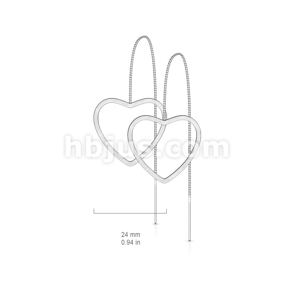 Pair of Free Falling Chain with Open Heart and Bar 316L Stainless Steel... - Image 6