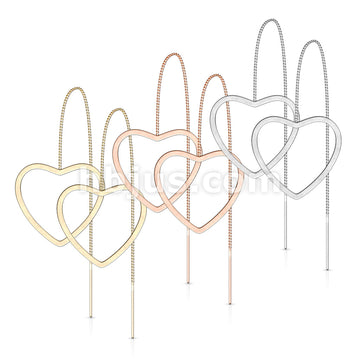 Pair of Free Falling Chain with Open Heart and Bar 316L Stainless Steel... - Image 7