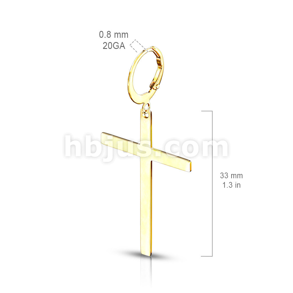 Pair of 316L Stainless Steel Hoop Earrings With Cross Dangle - Image 7