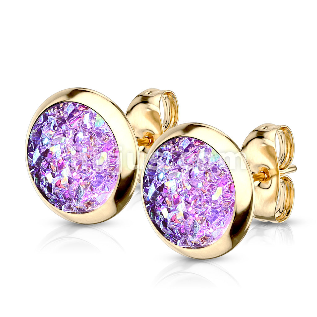 316L Surgical Steel Pair of Druzy Stone Set 316L Stainless Steel Stud... - Image 5