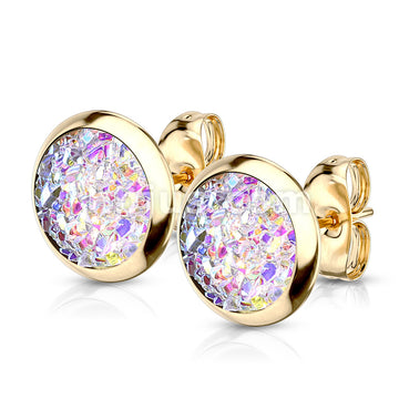 316L Surgical Steel Pair of Druzy Stone Set 316L Stainless Steel Stud... - Image 6