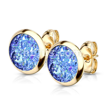 316L Surgical Steel Pair of Druzy Stone Set 316L Stainless Steel Stud... - Image 7