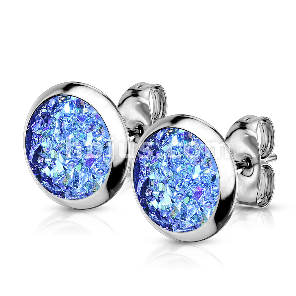 316L Surgical Steel Pair of Druzy Stone Set 316L Stainless Steel Stud... - Image 8
