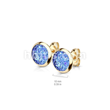 316L Surgical Steel Pair of Druzy Stone Set 316L Stainless Steel Stud... - Image 9