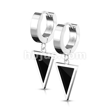 316L Surgical Steel Pair of Stainless Steel Hinged Hoop Earrings with... - Image 3