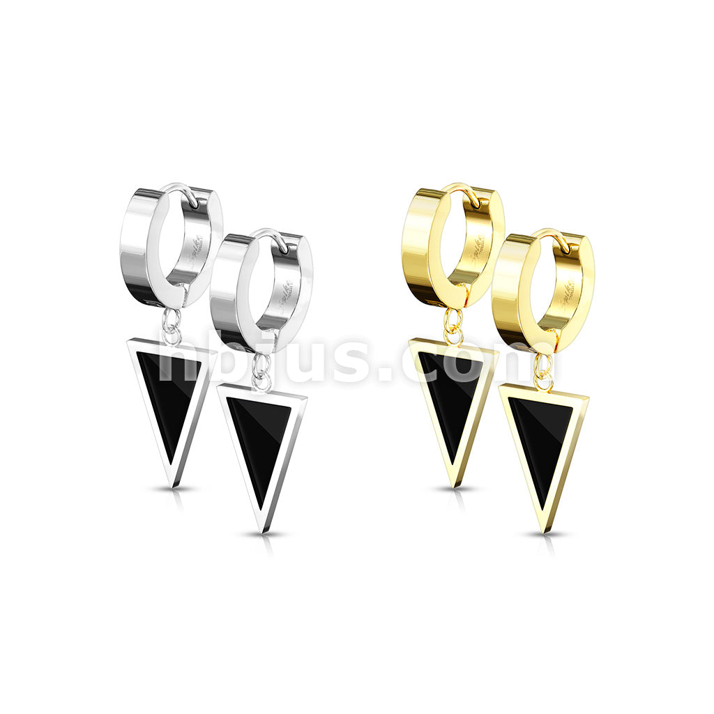 316L Surgical Steel Pair of Stainless Steel Hinged Hoop Earrings with... - Image 6