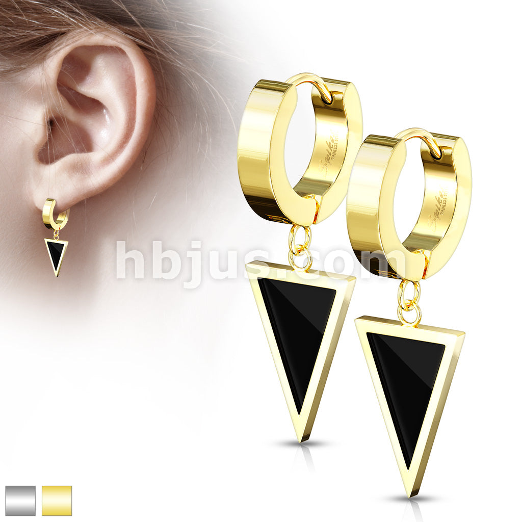 316L Surgical Steel Pair of Stainless Steel Hinged Hoop Earrings with... - Image 2