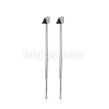 Pair of Enamel Filled Triangle 316L Stainless Steel Stud Earrings with... - Image 3