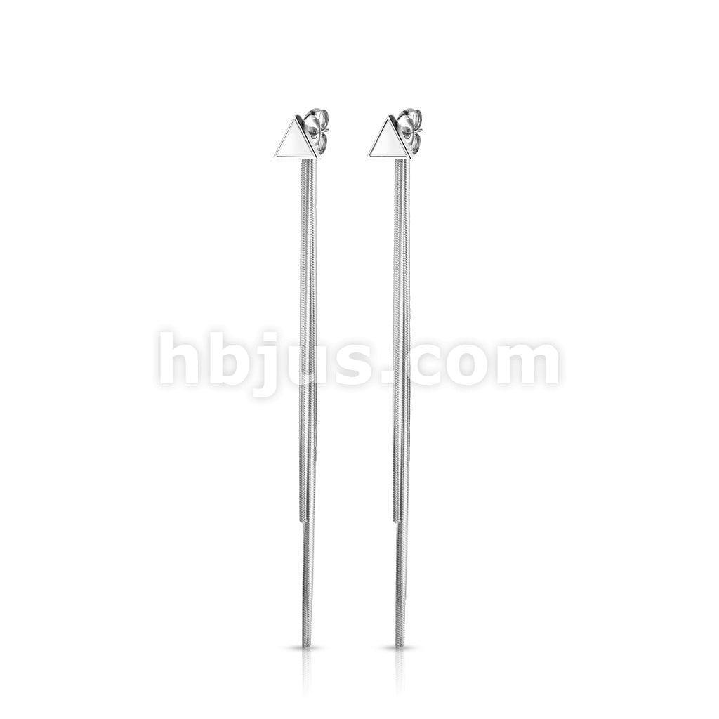 Pair of Enamel Filled Triangle 316L Stainless Steel Stud Earrings with... - Image 4