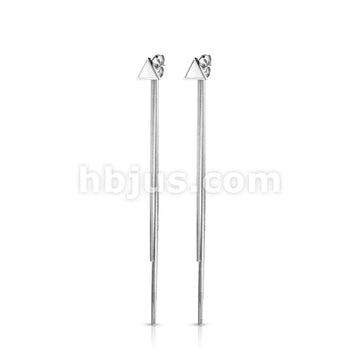 Pair of Enamel Filled Triangle 316L Stainless Steel Stud Earrings with... - Image 4