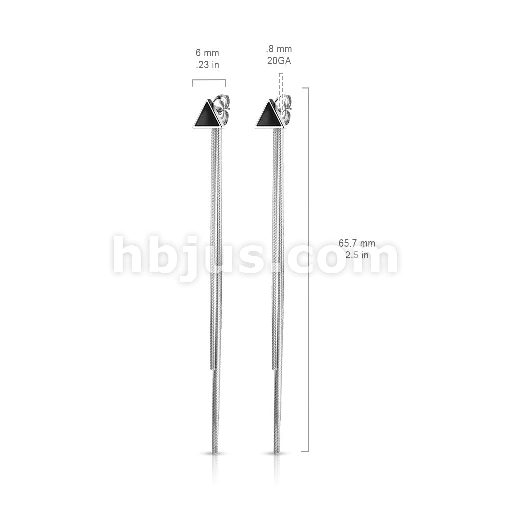 Pair of Enamel Filled Triangle 316L Stainless Steel Stud Earrings with... - Image 5