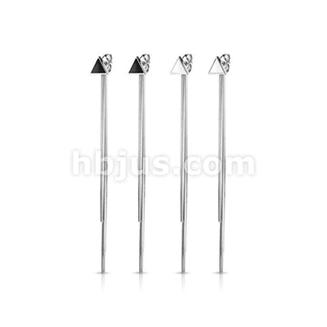 Pair of Enamel Filled Triangle 316L Stainless Steel Stud Earrings with... - Image 6