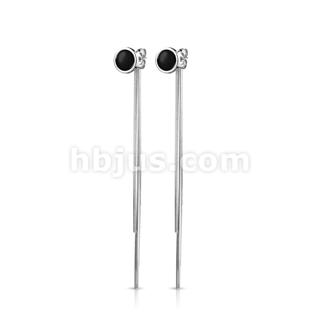 Pair of Enamel Filled Circle 316L Stainless Steel Stud Earrings with... - Image 3