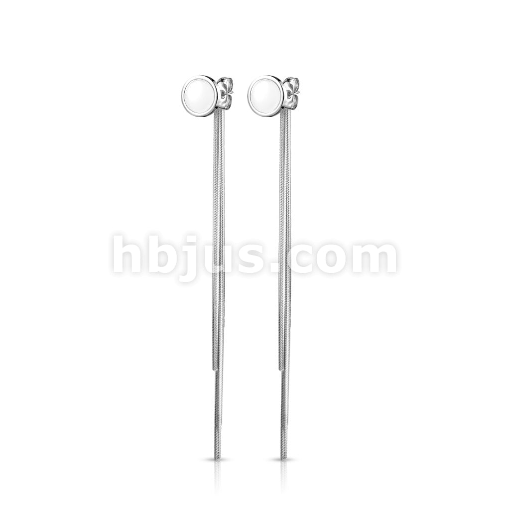 Pair of Enamel Filled Circle 316L Stainless Steel Stud Earrings with... - Image 4