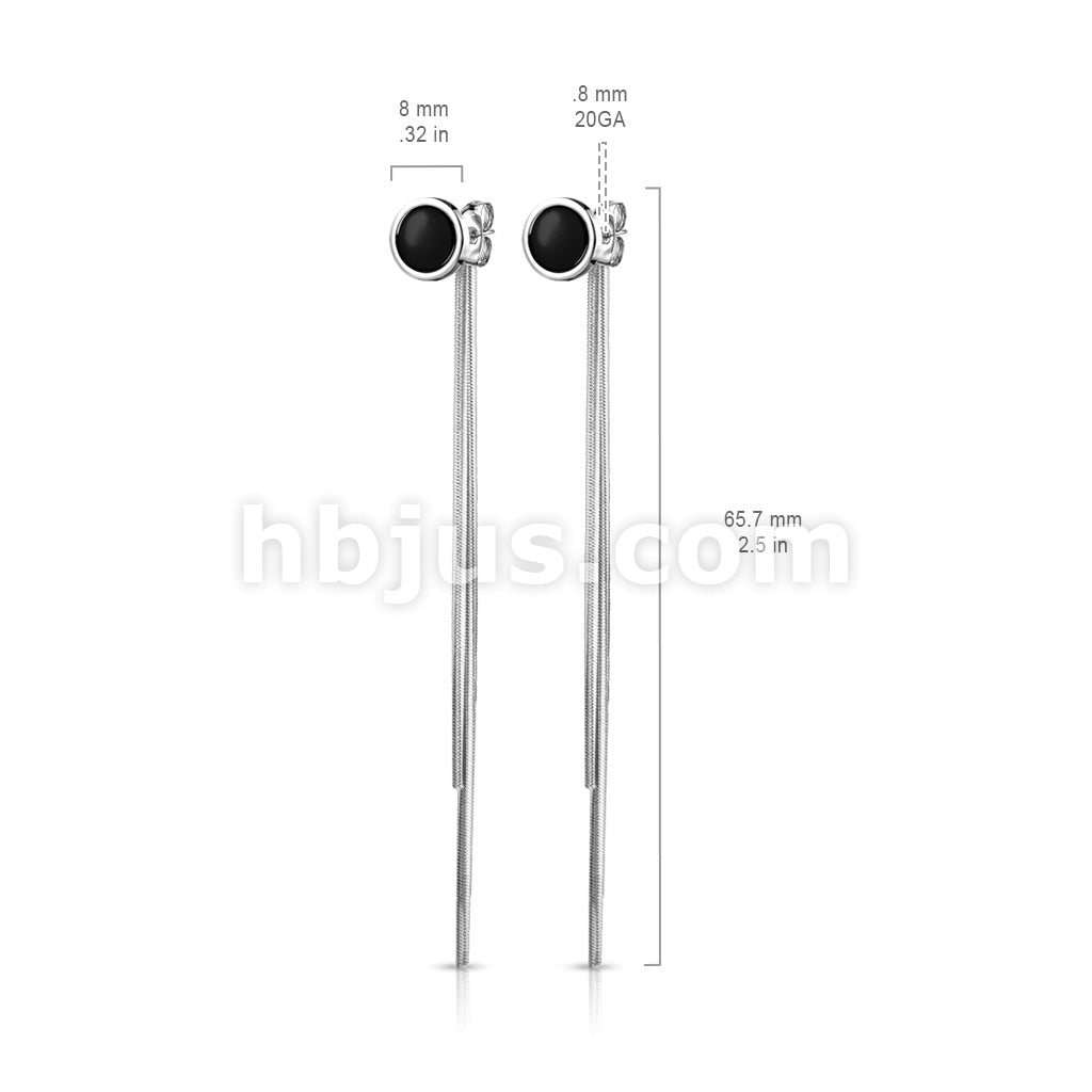 Pair of Enamel Filled Circle 316L Stainless Steel Stud Earrings with... - Image 5