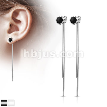 Pair of Enamel Filled Circle 316L Stainless Steel Stud Earrings with... - Image 2