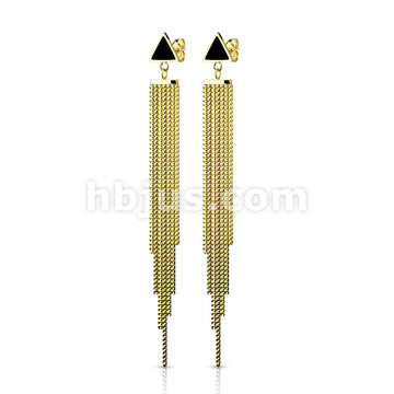 316L Surgical Steel Pair of Enamel Filled Triangle with Shield Chain... - Image 3