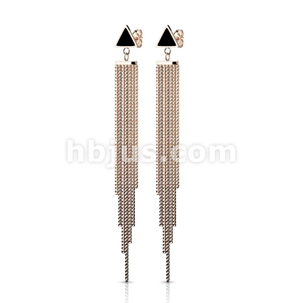 316L Surgical Steel Pair of Enamel Filled Triangle with Shield Chain... - Image 4