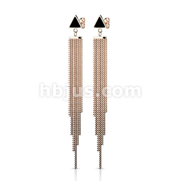 316L Surgical Steel Pair of Enamel Filled Triangle with Shield Chain... - Image 4