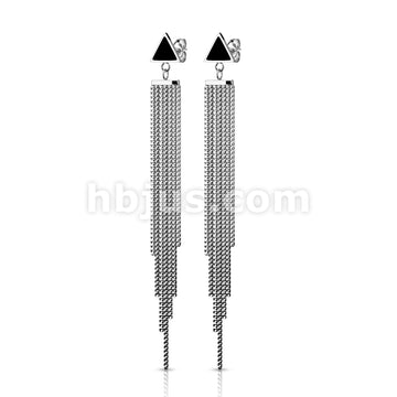 316L Surgical Steel Pair of Enamel Filled Triangle with Shield Chain... - Image 5