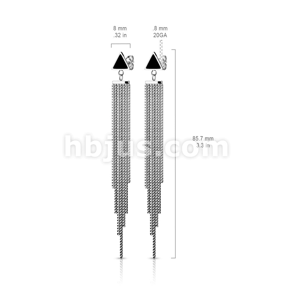 316L Surgical Steel Pair of Enamel Filled Triangle with Shield Chain... - Image 6