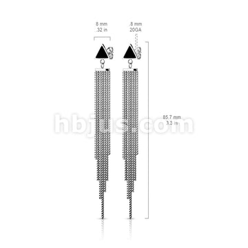 316L Surgical Steel Pair of Enamel Filled Triangle with Shield Chain... - Image 6