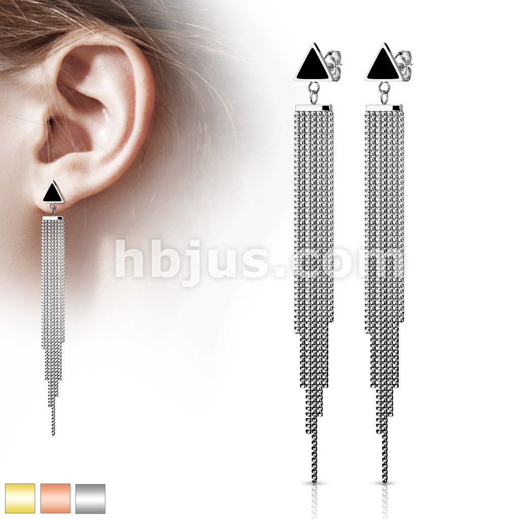 316L Surgical Steel Pair of Enamel Filled Triangle with Shield Chain... - Image 2