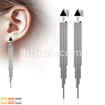 316L Surgical Steel Pair of Enamel Filled Triangle with Shield Chain... - Image 2
