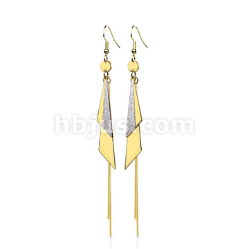 316L Surgical Steel Pair of One and Two Tone Triangles and Chain Dangle... - Image 3