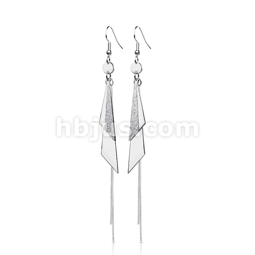 316L Surgical Steel Pair of One and Two Tone Triangles and Chain Dangle... - Image 5