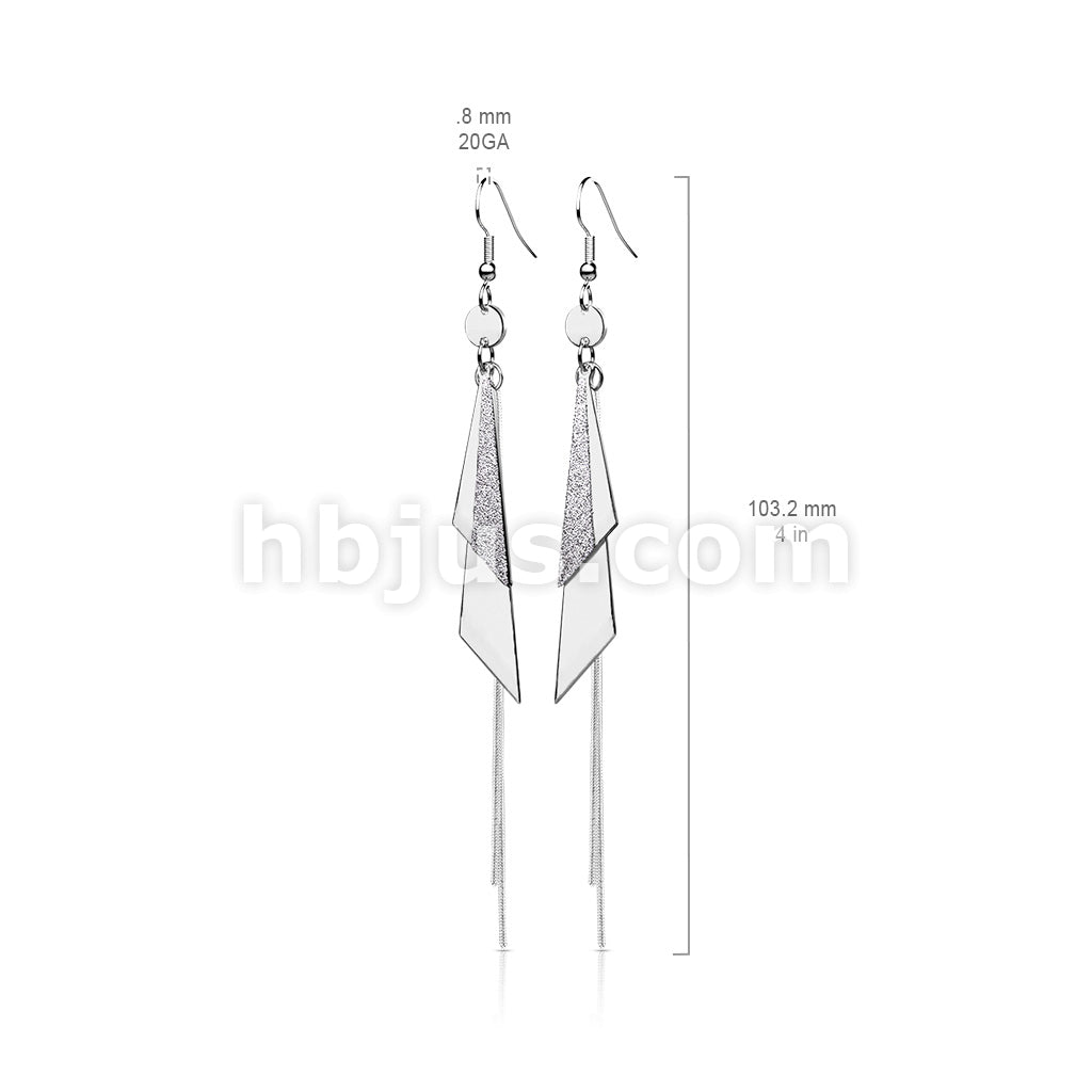 316L Surgical Steel Pair of One and Two Tone Triangles and Chain Dangle... - Image 6