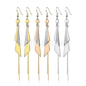 316L Surgical Steel Pair of One and Two Tone Triangles and Chain Dangle... - Image 7